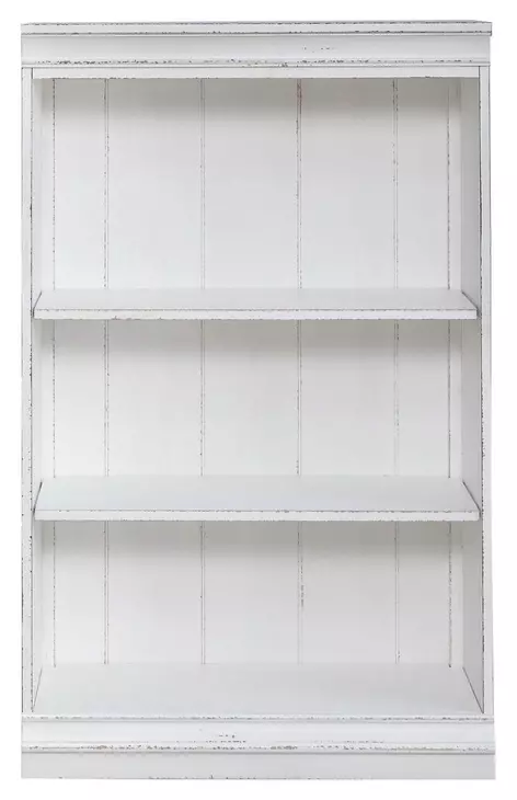 Camellia Manor Antique White and Weathered Bark 48" Bookcase