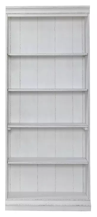 Camellia Manor Antique White and Weathered Bark 72" Bookcase