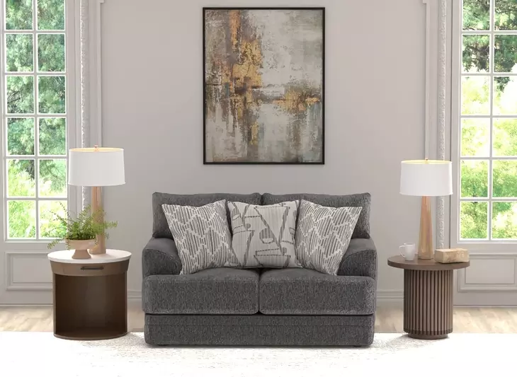 Tyson Slate 68" Loveseat with Cuddler Cushions