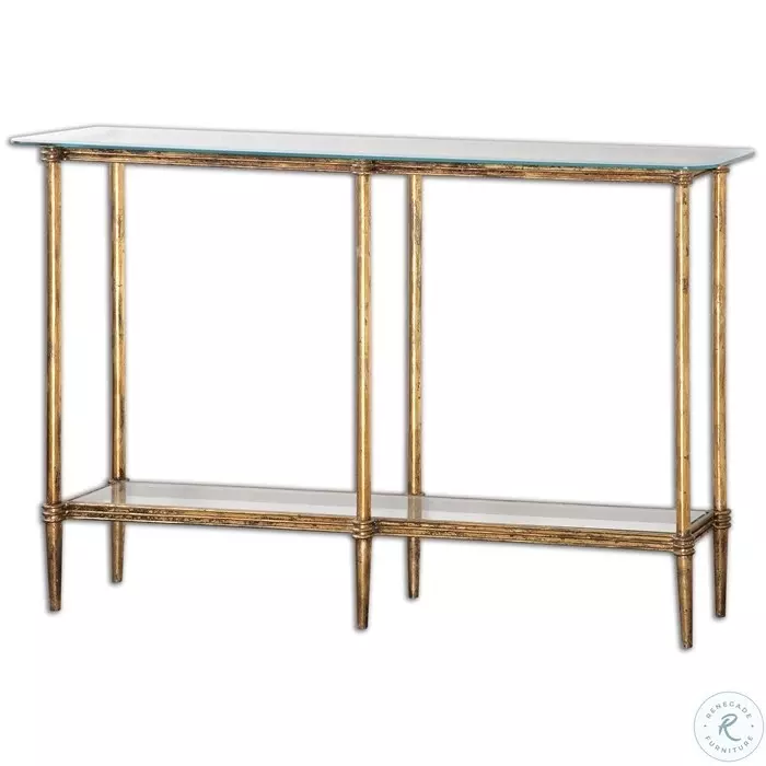 Tharion Bright Gold Leaf Console Table