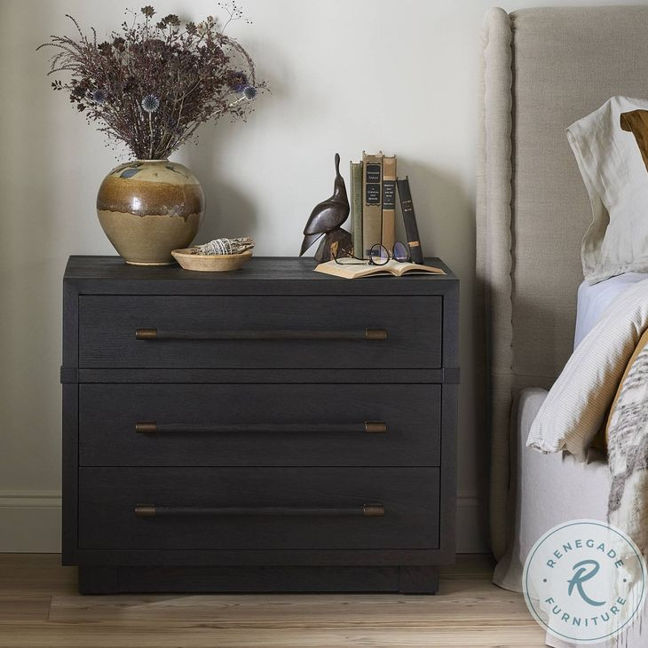 Adolfo Modern Black Ash 3 Drawer Nightstand