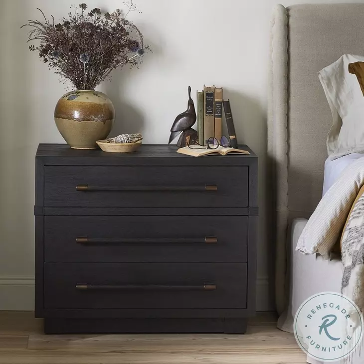 Adolfo Modern Black Ash 3 Drawer Nightstand