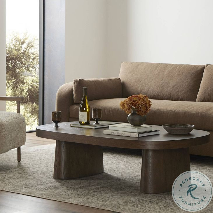 Valen Rustic Brown Oak Veneer Rectangular Coffee Table