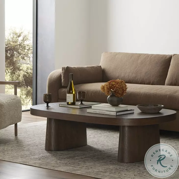 Valen Rustic Brown Oak Veneer Rectangular Coffee Table