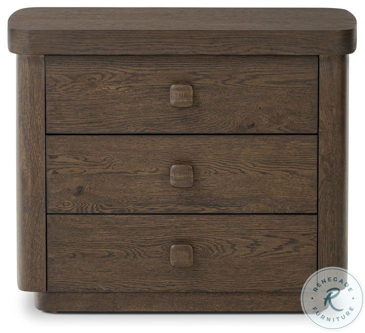 Valen Rustic Brown Oak Veneer 3 Drawer Nightstand