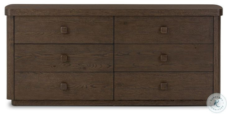 Valen Rustic Brown Oak Veneer 6 Drawer Dresser