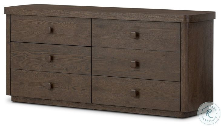 Valen Rustic Brown Oak Veneer 6 Drawer Dresser