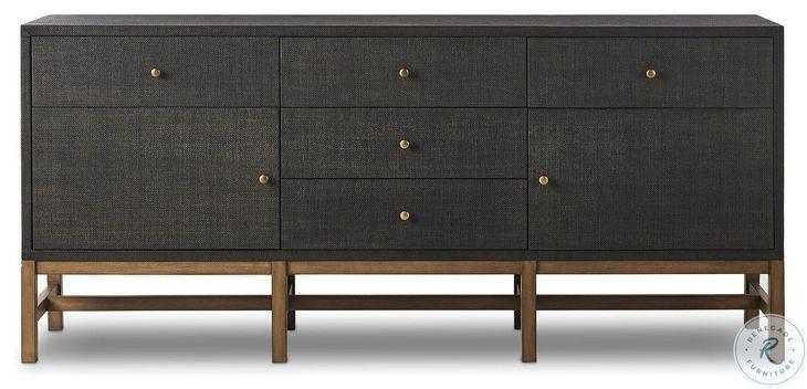 Fiona Black Raffia 5 Drawer Sideboard