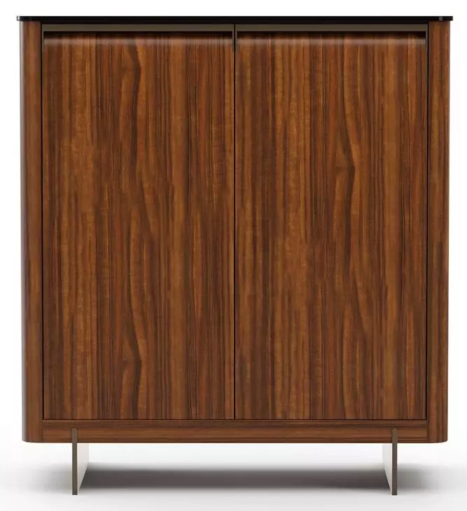 Altura Smoked Walnut and Champagne Gold 2 Door Glass Top Hall Chest