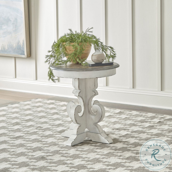 Magnolia Manor Antique White Round End Table From Liberty Furniture