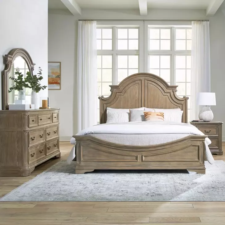 Camellia Manor Weathered Bisque 7 Drawer Dresser with Mirror