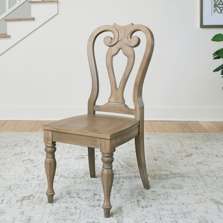 Camellia Manor Weathered Bisque Splat Back Side Chair Set of 2