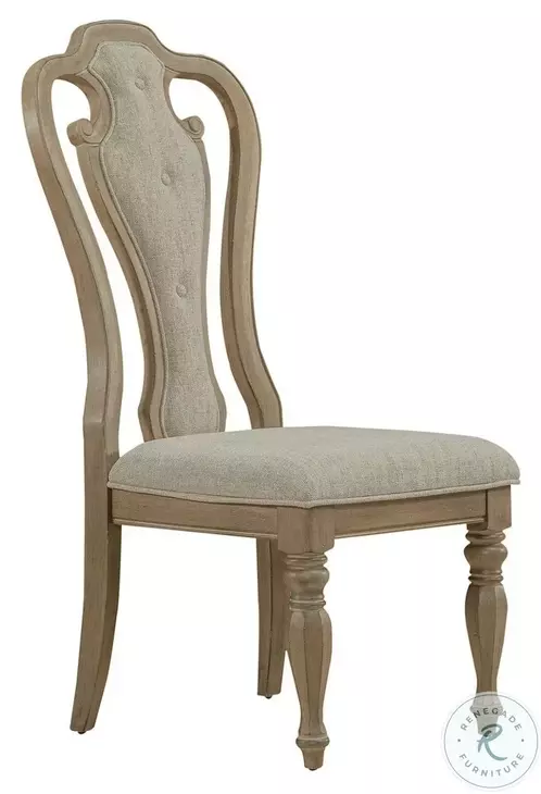 Magnolia Manor Weathered Bisque Splat Back Upholstered Side Chair Set of 2