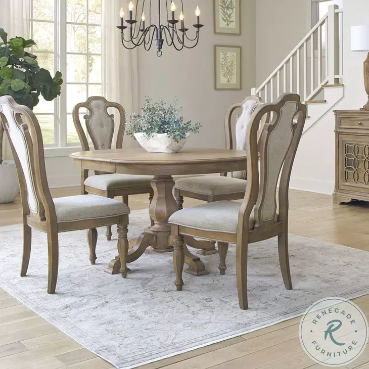 Magnolia Manor Weathered Bisque Splat Back Upholstered Side Chair Set of 2