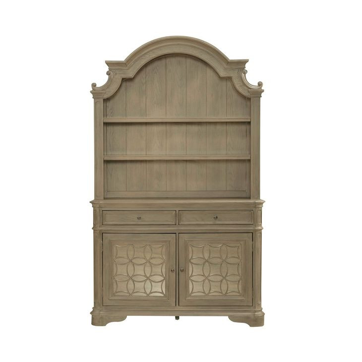 Magnolia Manor Weathered Bisque 2 Door Buffet and Hutch with LED