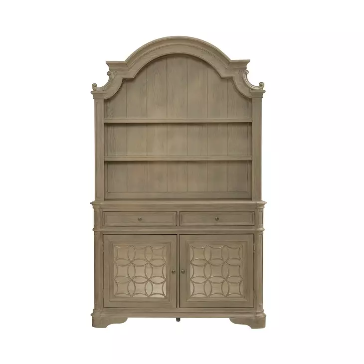 Magnolia Manor Weathered Bisque 2 Door Buffet and Hutch with LED
