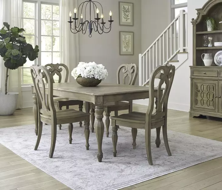 Magnolia Manor Weathered Bisque 5 Piece Extendable Rectangular Dining Set