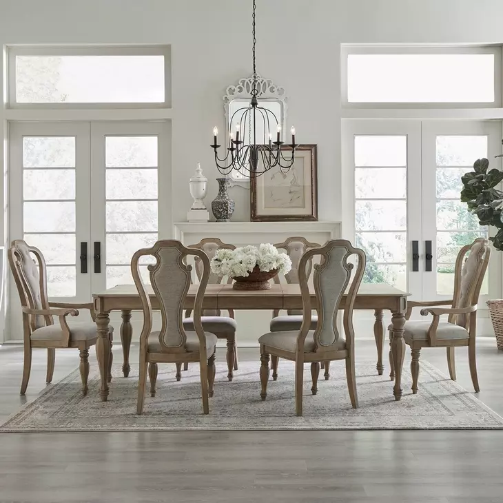 Magnolia Manor Weathered Bisque Round Dining Room Set