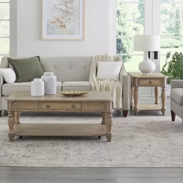 Magnolia Manor Weathered Bisque Rectangular Occasional Table Set