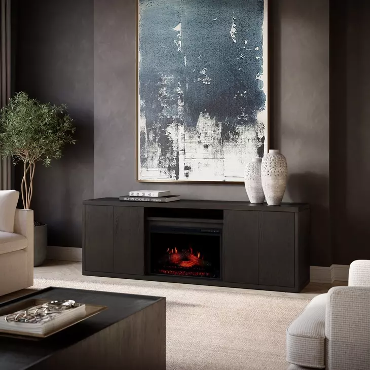 Laurel Creek Espresso 78" TV Stand with Electric Fireplace