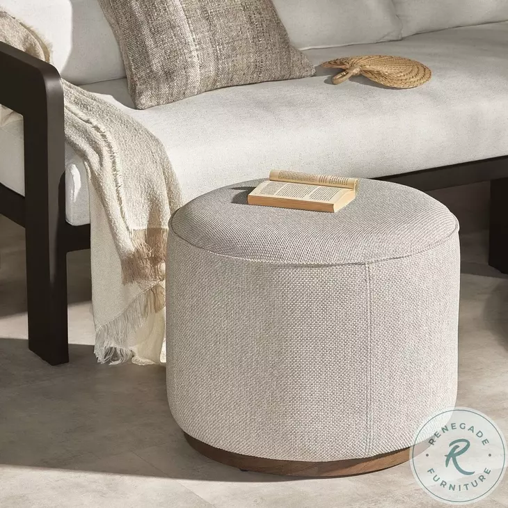 Sinclair Ramiro Ecru Outdoor Round Ottoman
