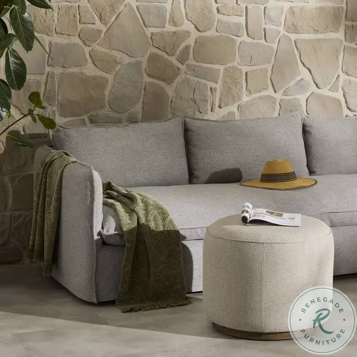 Sinclair Hayes Cream Outdoor Round Ottoman