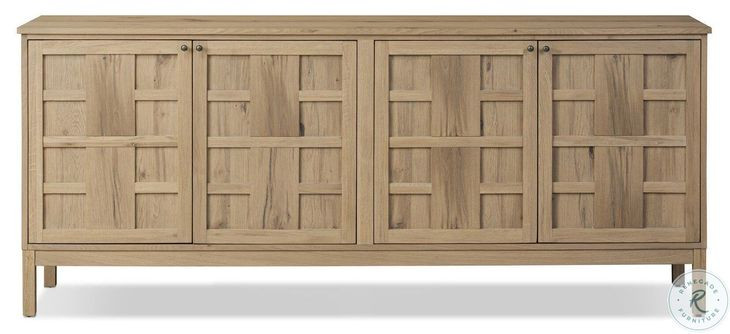 Alessio Aged Natural Oak Veneer 4 Door Sideboard