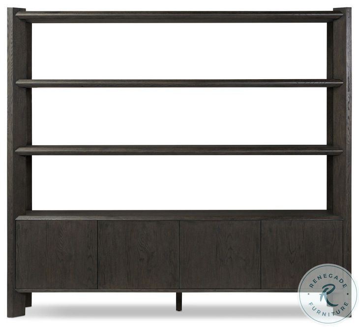 Orwin Smoked Black Oak Wide 4 Door Bookshelf