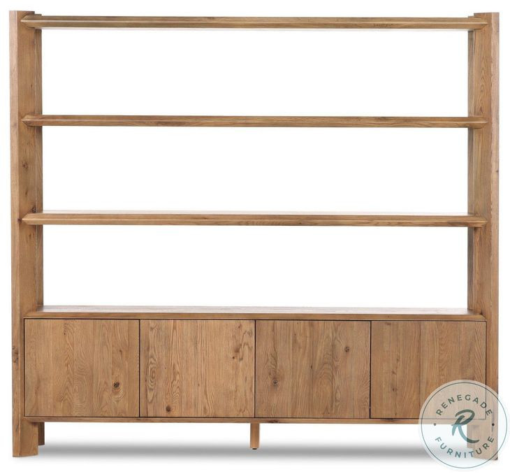 Orwin Worn Oak Wide 4 Door Bookshelf