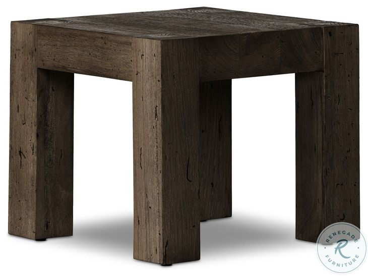Abaso Ebony Rustic Wormwood Oak Square End Table