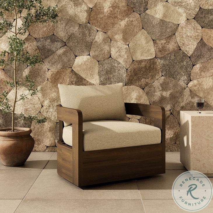 Jackson Ellor Beige Outdoor Swivel Chair