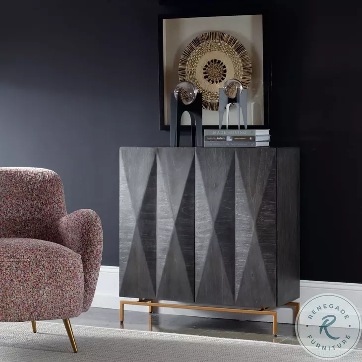 Marionis Ebony And Sleek Gold 2 Door Mindi Accent Cabinet