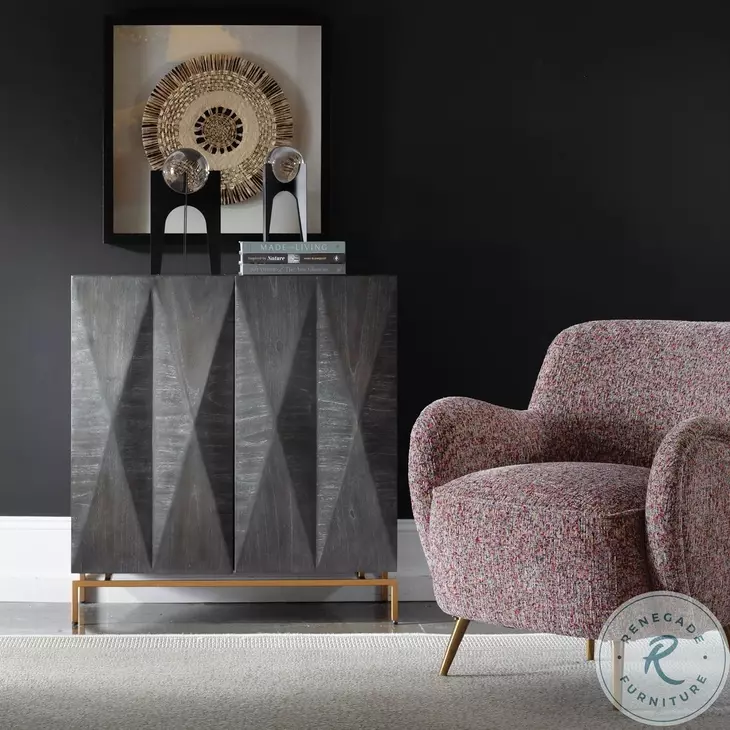 Marionis Ebony And Sleek Gold 2 Door Mindi Accent Cabinet