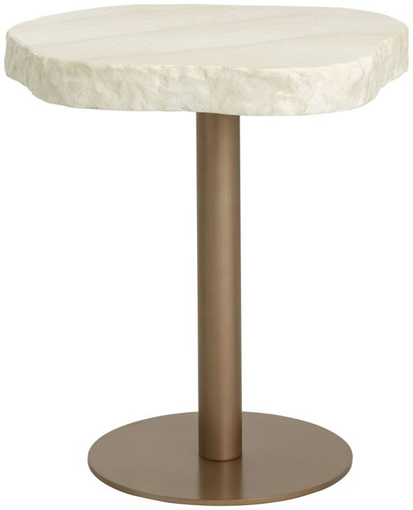 Delmont Cream and White 28" Free Form Concrete Top Outdoor Bistro Table