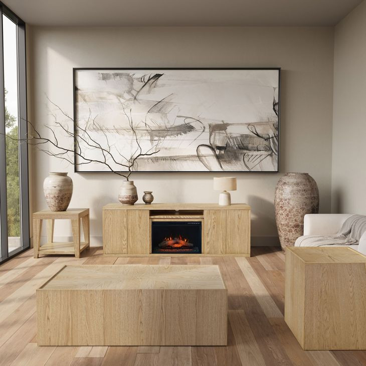 Laurel Creek Natural 78" TV Stand with Electric Fireplace