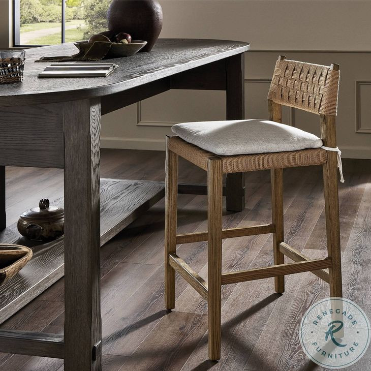 Hamlin Dover Crescent Performance Fabric Counter Height Stool