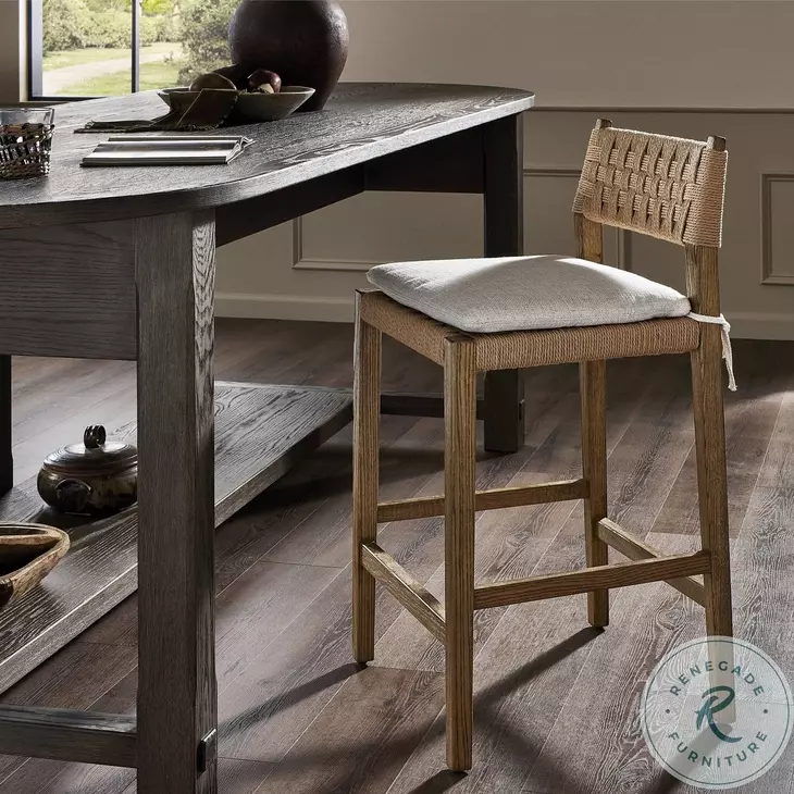 Hamlin Dover Crescent Performance Fabric Counter Height Stool