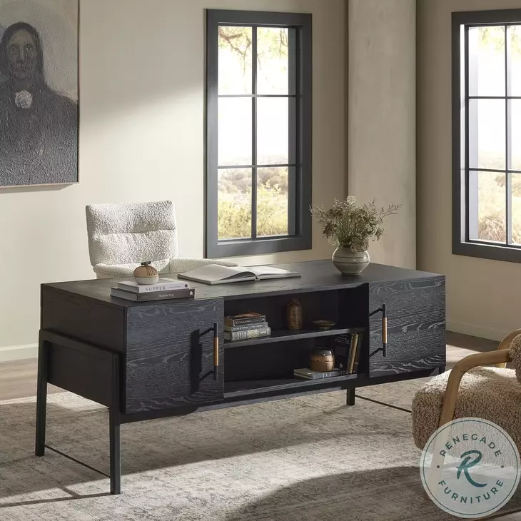 Rosedale Ebony Oak Veneer 3 Drawer Executive Desk