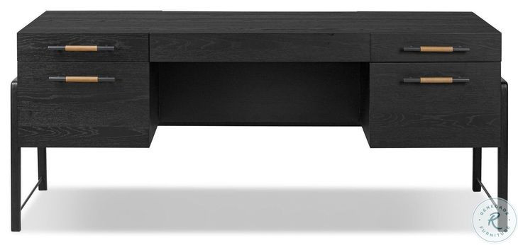 Rosedale Ebony Oak Veneer 3 Drawer Executive Desk