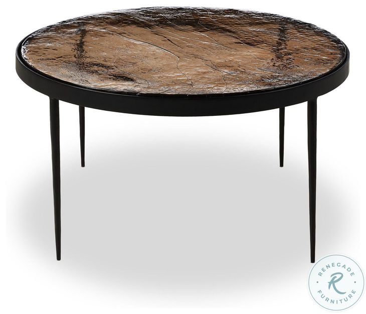 Yoko Smoked Brown Cast Glass Large Round Nesting Table