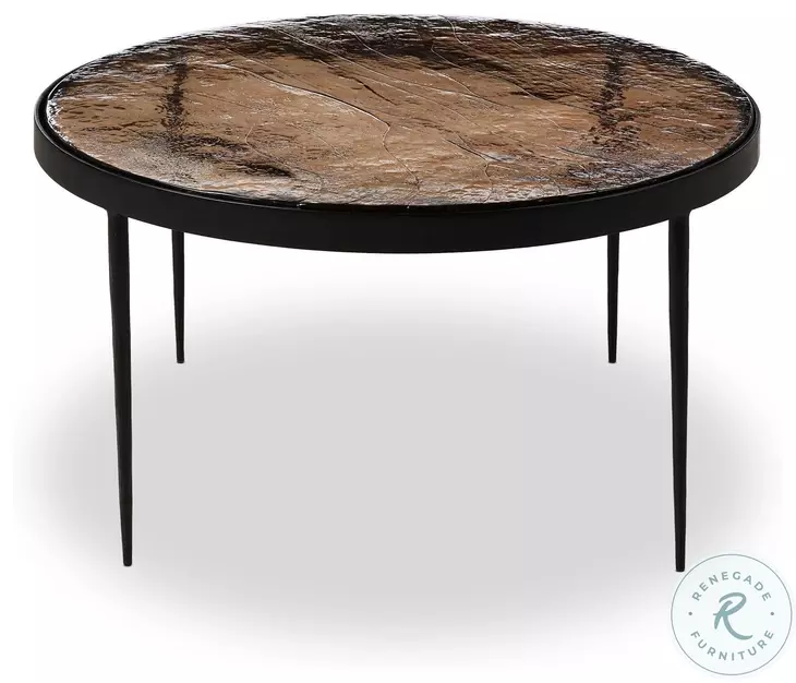 Yoko Smoked Brown Cast Glass Large Round Nesting Table