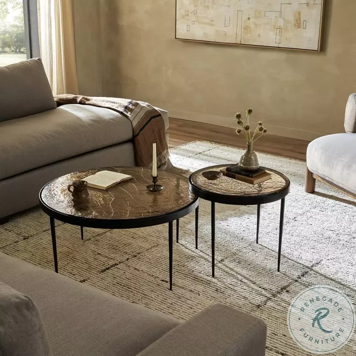 Yoko Smoked Brown Cast Glass Small Round Nesting Table