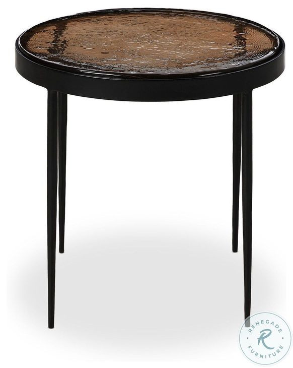 Yoko Smoked Brown Cast Glass Small Round Nesting Table