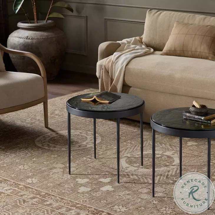 Yoko Moss Cast Glass Small Round Nesting Table