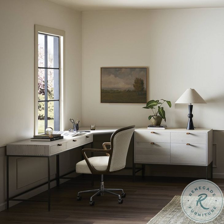 Trey Dove Poplar Wide Filing Cabinet Desk System