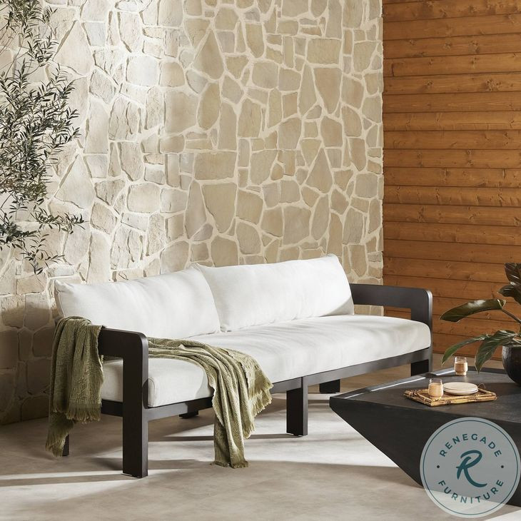 Jackson Alessi Linen 96" Upholstered Outdoor Metal Sofa