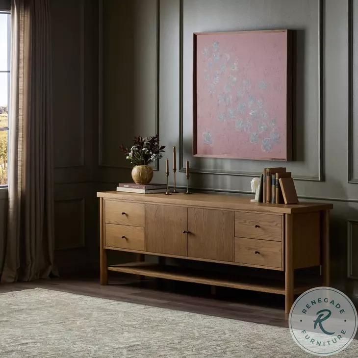 Roark Amber Oak Veneer 82" Media Console