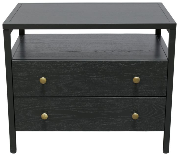 Avery Black 2 Drawers Nightstand