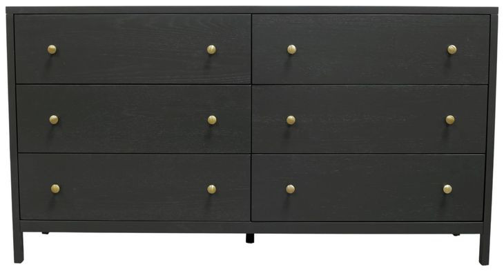 Avery Black 6 Drawers Dresser
