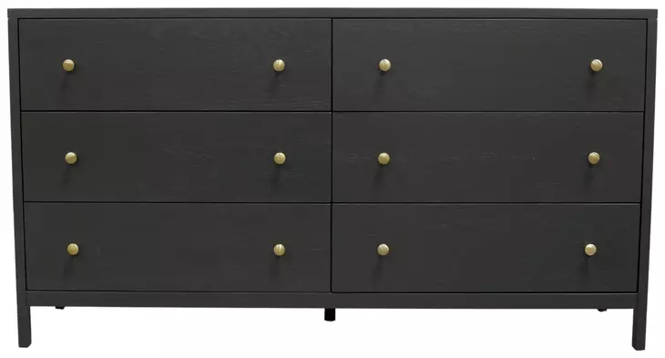 Avery Black 6 Drawers Dresser
